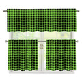 UFO Green Buffalo Plaid Print 3 Piece Kitchen Curtains