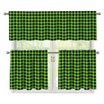 UFO Green Buffalo Plaid Print 3 Piece Kitchen Curtains