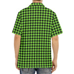 UFO Green Buffalo Plaid Print Aloha Shirt