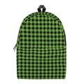 UFO Green Buffalo Plaid Print School Backpack