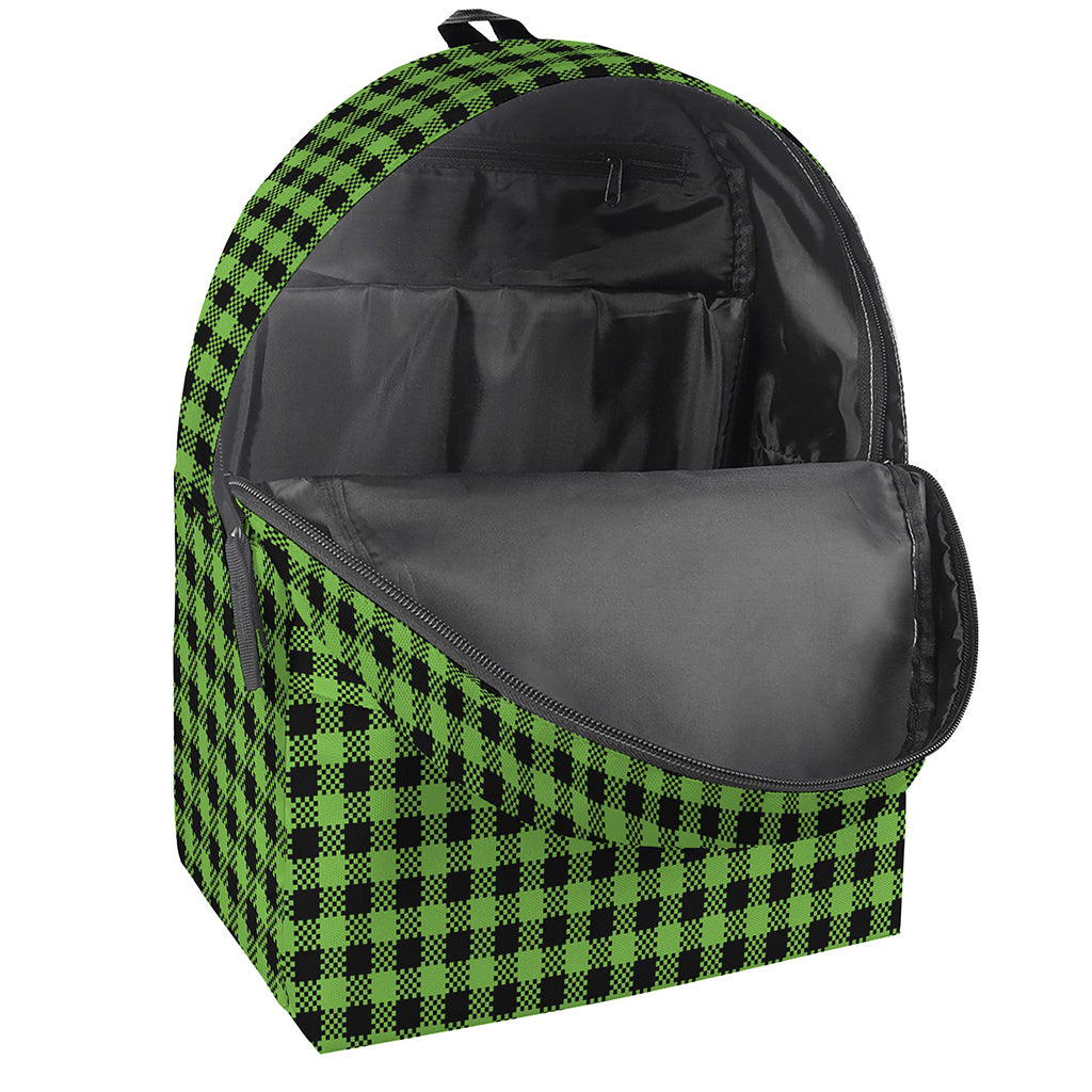 UFO Green Buffalo Plaid Print Backpack