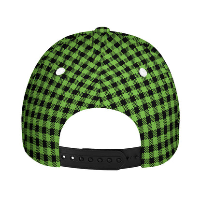 UFO Green Buffalo Plaid Print Baseball Cap