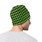 UFO Green Buffalo Plaid Print Beanie