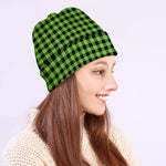 UFO Green Buffalo Plaid Print Beanie