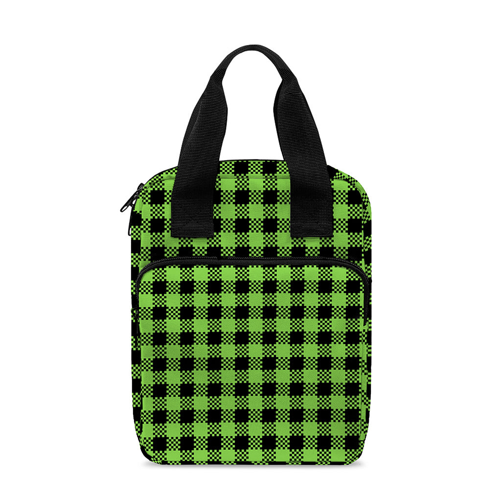 UFO Green Buffalo Plaid Print Bible Tote Bag