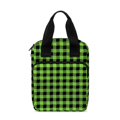 UFO Green Buffalo Plaid Print Bible Tote Bag
