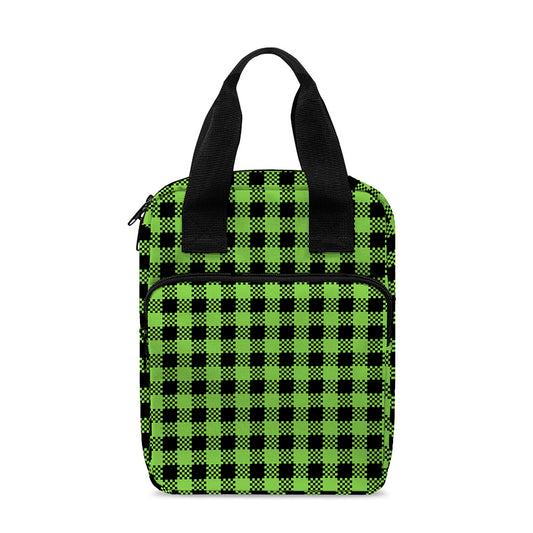 UFO Green Buffalo Plaid Print Bible Tote Bag