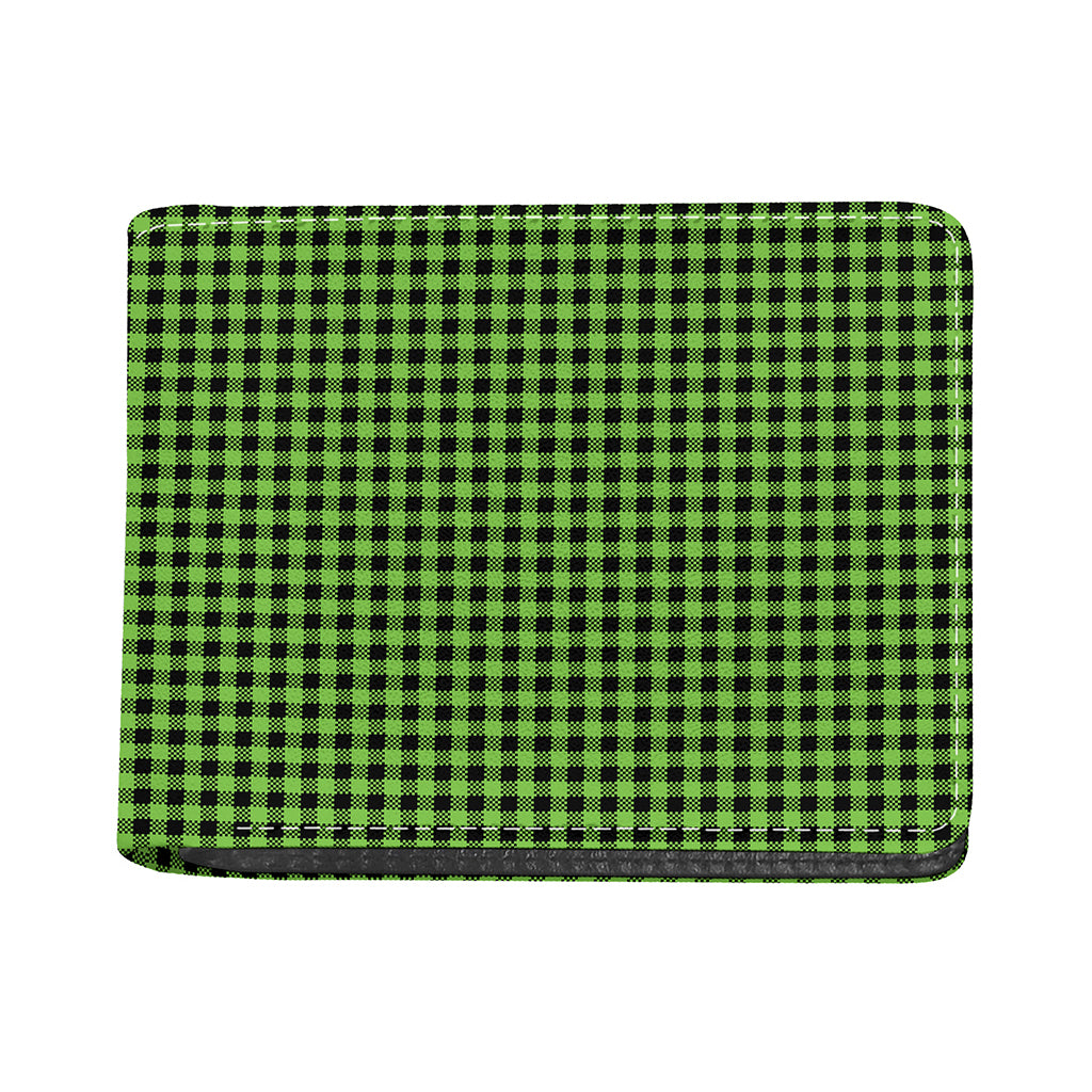 UFO Green Buffalo Plaid Print Bifold Wallet