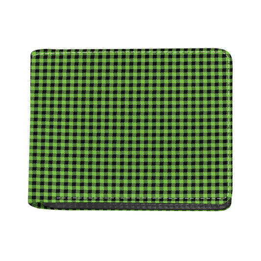 UFO Green Buffalo Plaid Print Bifold Wallet