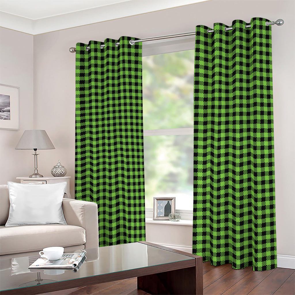 UFO Green Buffalo Plaid Print Blackout Grommet Curtains