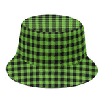 UFO Green Buffalo Plaid Print Bucket Hat