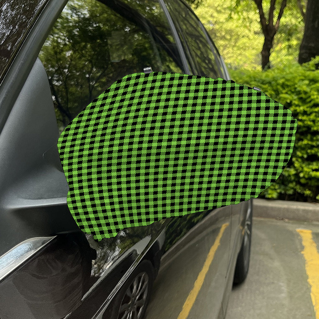 UFO Green Buffalo Plaid Print Car Side Mirror Covers