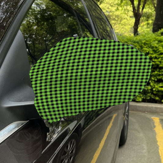UFO Green Buffalo Plaid Print Car Side Mirror Covers