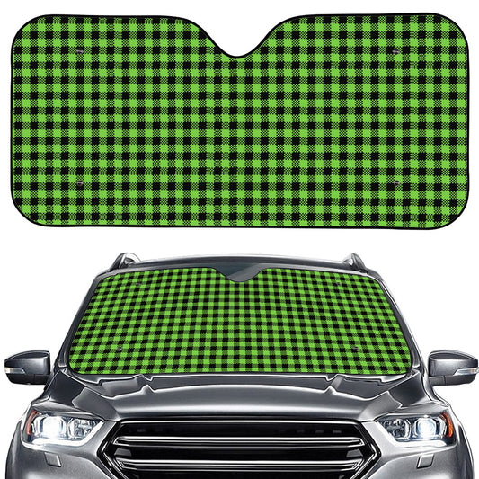 UFO Green Buffalo Plaid Print Car Windshield Sun Shade