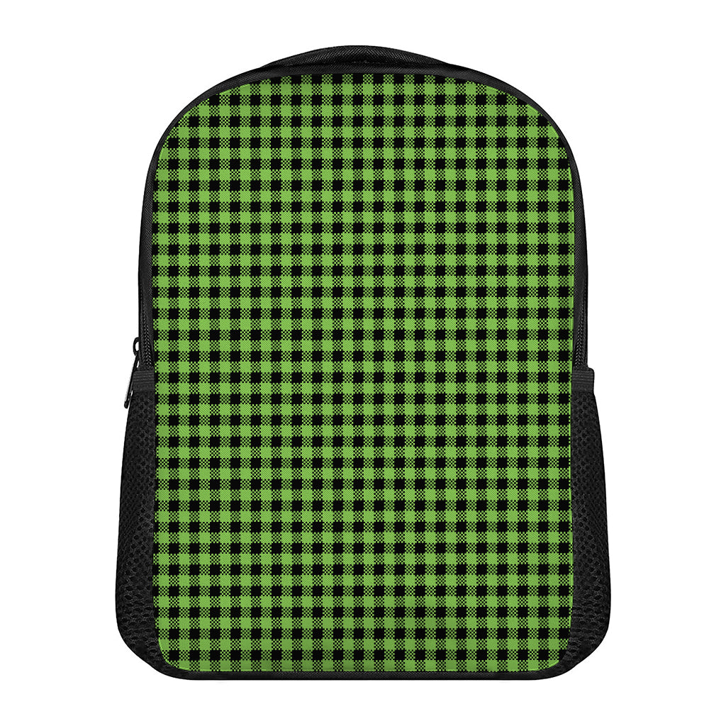 UFO Green Buffalo Plaid Print Casual Backpack