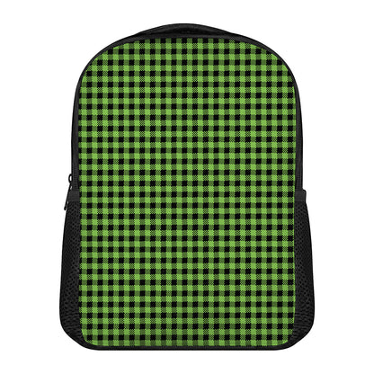 UFO Green Buffalo Plaid Print Casual Backpack