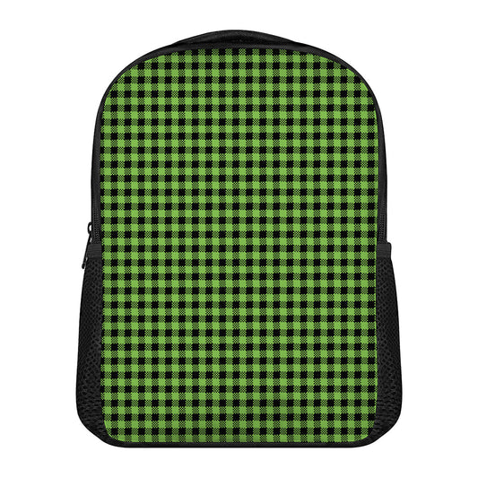 UFO Green Buffalo Plaid Print Casual Backpack