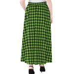UFO Green Buffalo Plaid Print Chiffon Maxi Skirt