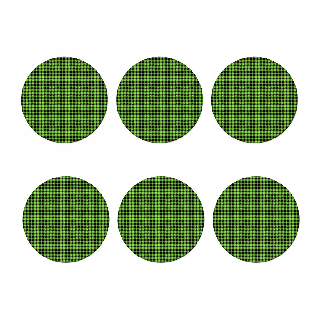 UFO Green Buffalo Plaid Print Coaster Set