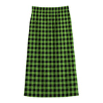 UFO Green Buffalo Plaid Print Cotton Front Slit Maxi Skirt
