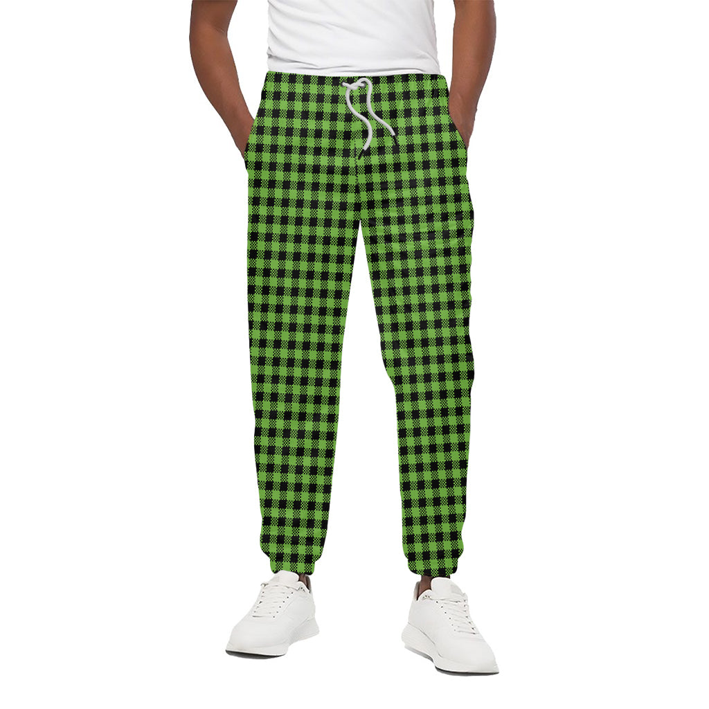 UFO Green Buffalo Plaid Print Cotton Pants