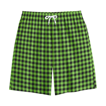 UFO Green Buffalo Plaid Print Cotton Shorts