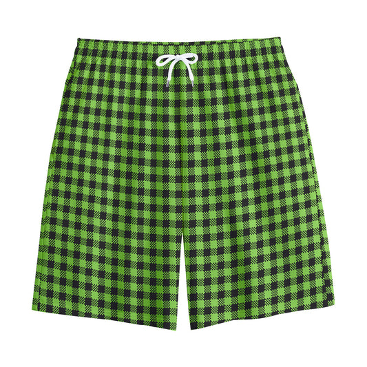 UFO Green Buffalo Plaid Print Cotton Shorts