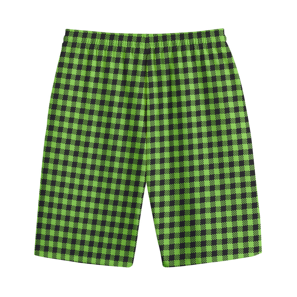 UFO Green Buffalo Plaid Print Cotton Shorts