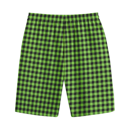 UFO Green Buffalo Plaid Print Cotton Shorts