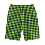 UFO Green Buffalo Plaid Print Cotton Shorts