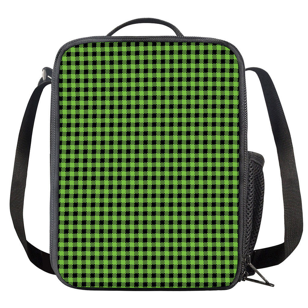 UFO Green Buffalo Plaid Print Crossbody Lunch Bag