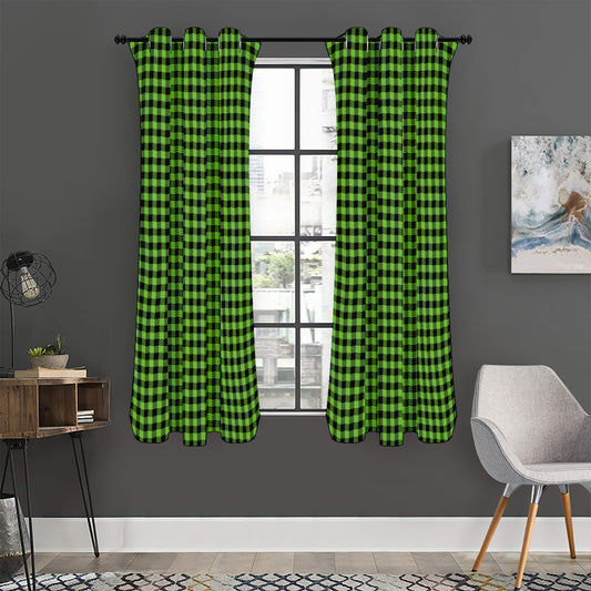 UFO Green Buffalo Plaid Print Curtain