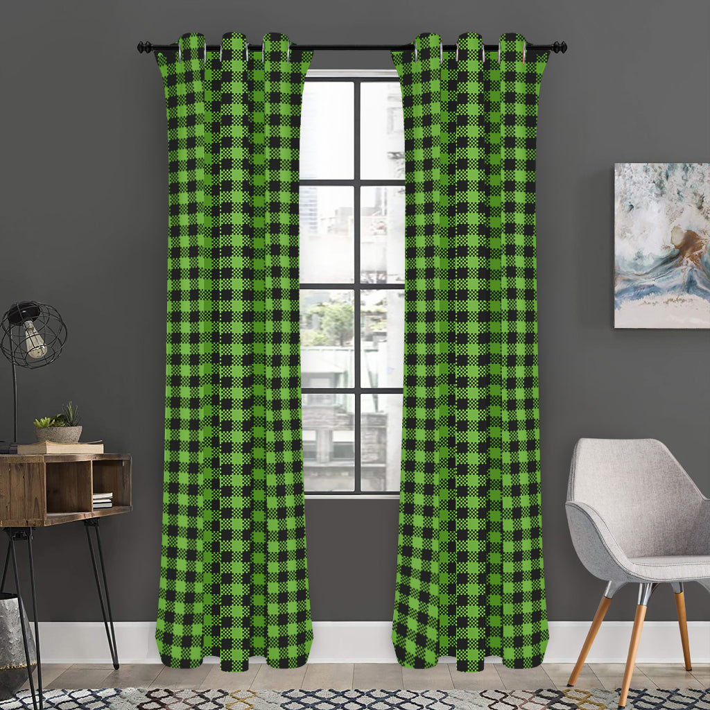 UFO Green Buffalo Plaid Print Curtain