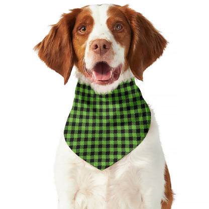 UFO Green Buffalo Plaid Print Dog Bandana