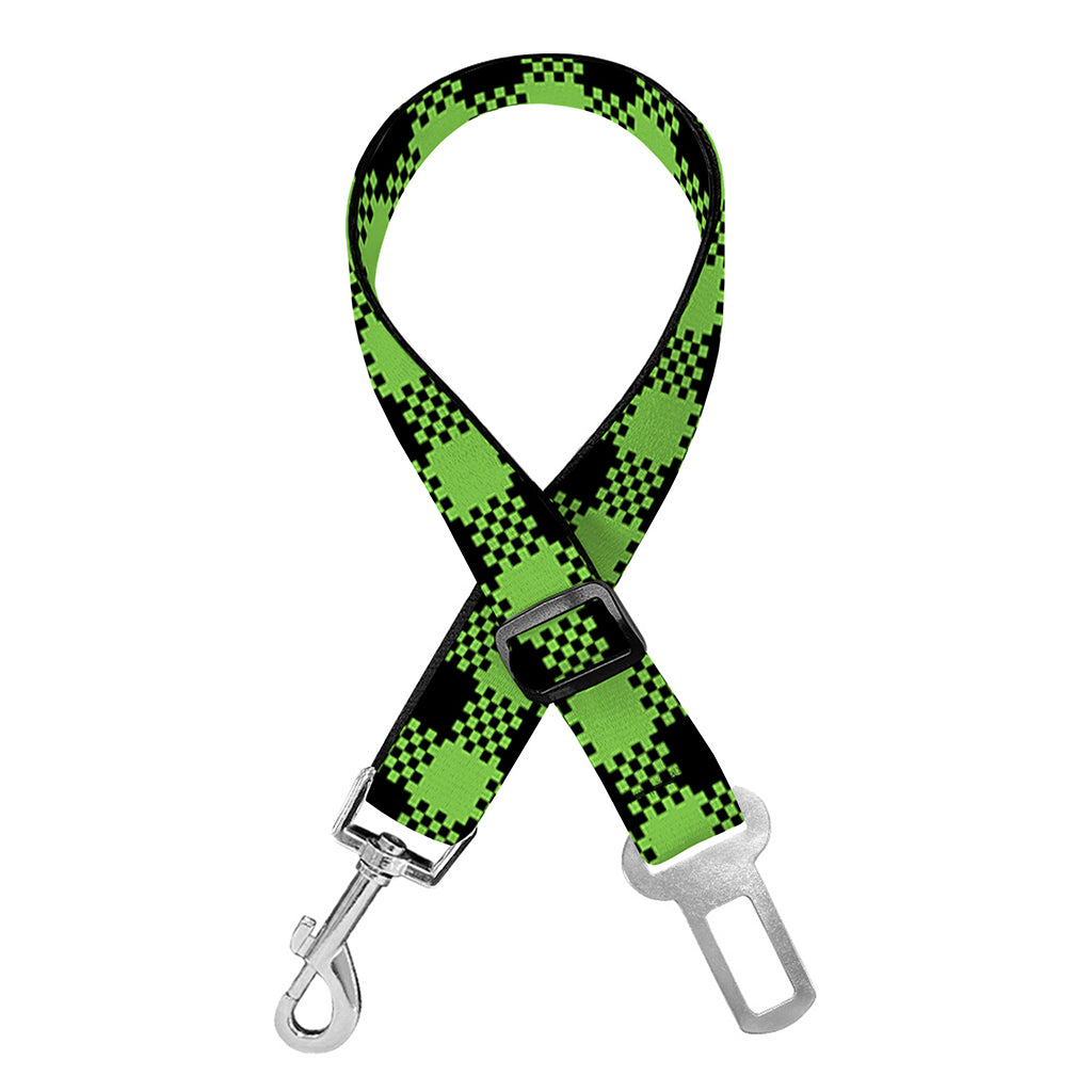 UFO Green Buffalo Plaid Print Dog Seat Belt