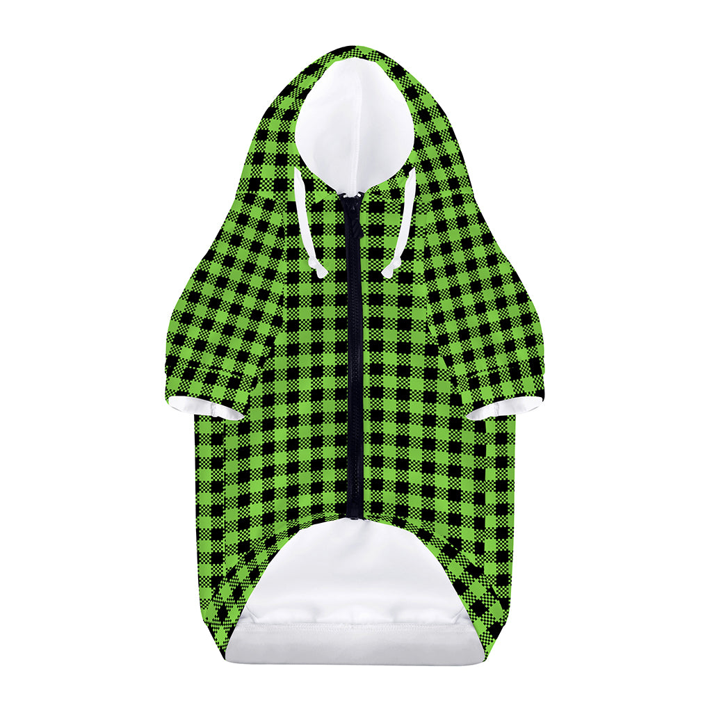 UFO Green Buffalo Plaid Print Dog Zip Up Hoodie
