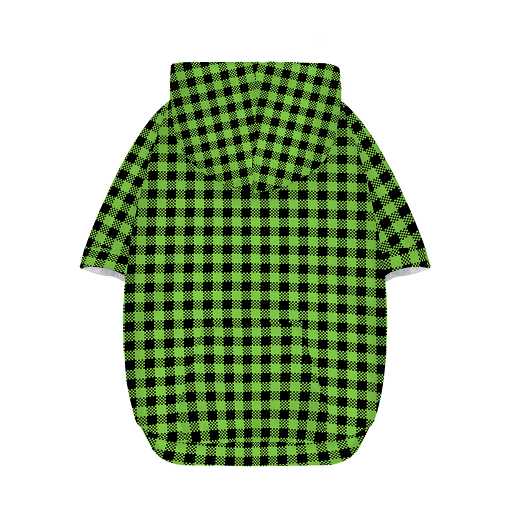 UFO Green Buffalo Plaid Print Dog Zip Up Hoodie