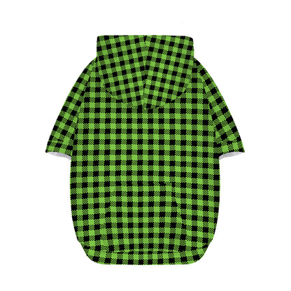 UFO Green Buffalo Plaid Print Dog Zip Up Hoodie
