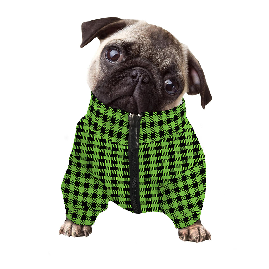 UFO Green Buffalo Plaid Print Dog Zip Up Jacket