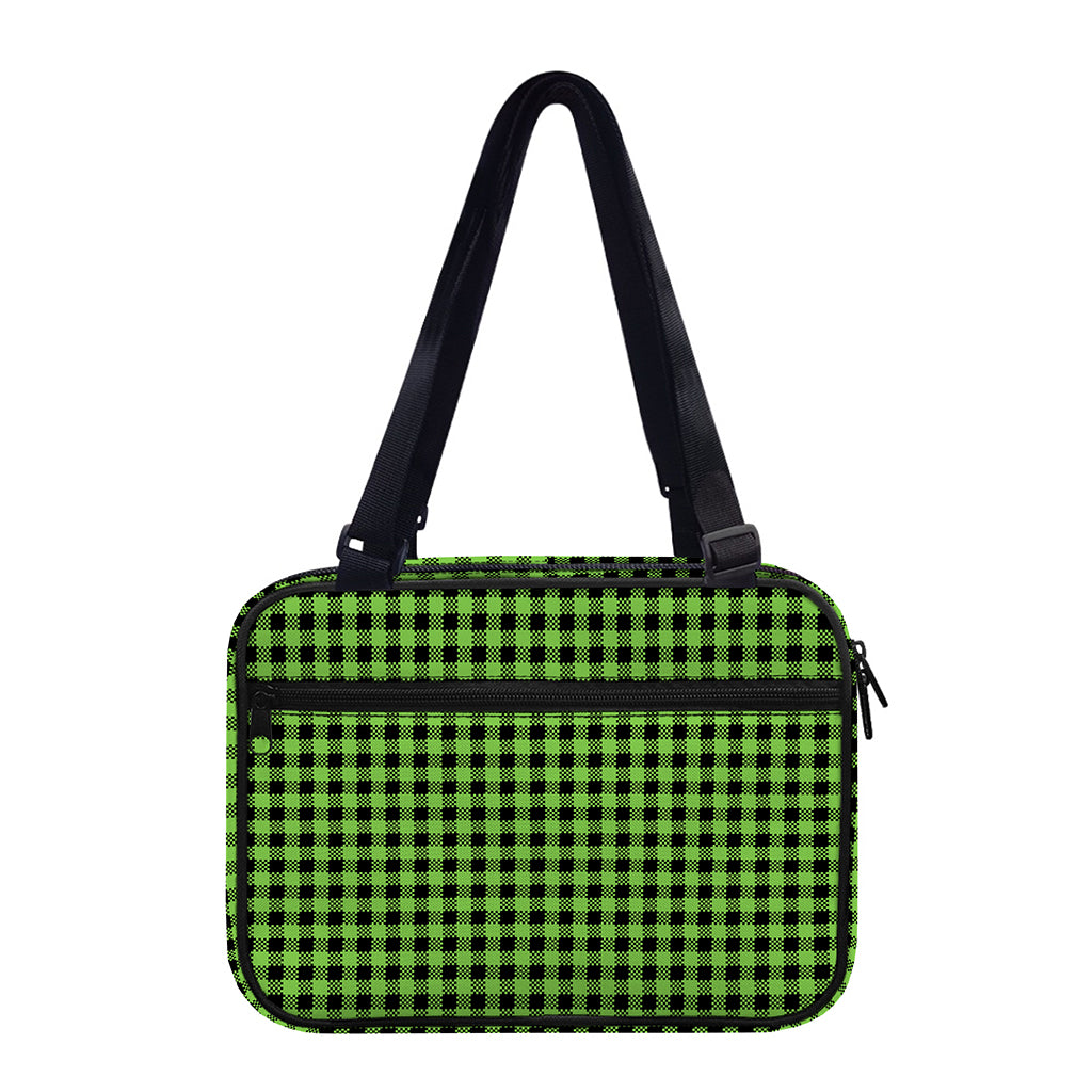 UFO Green Buffalo Plaid Print Double Strap Bible Bag