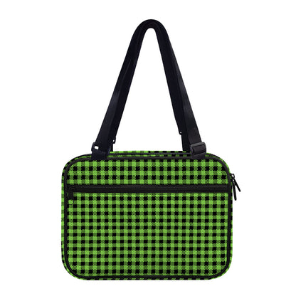 UFO Green Buffalo Plaid Print Double Strap Bible Bag