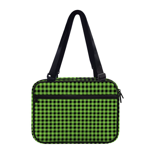 UFO Green Buffalo Plaid Print Double Strap Bible Bag
