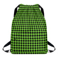 UFO Green Buffalo Plaid Print Drawstring Backpack