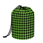 UFO Green Buffalo Plaid Print Drawstring Makeup Bag