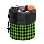UFO Green Buffalo Plaid Print Drawstring Makeup Bag