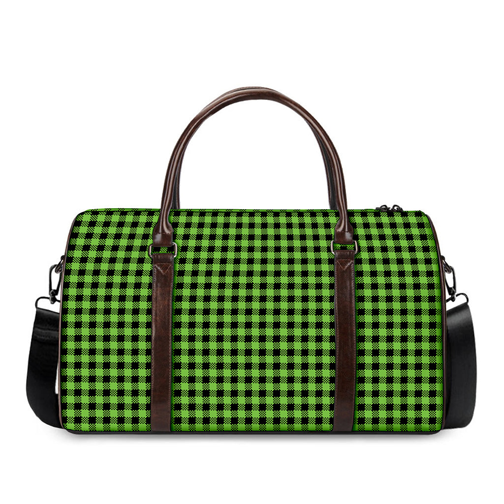 UFO Green Buffalo Plaid Print Duffle Bag