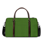 UFO Green Buffalo Plaid Print Duffle Bag
