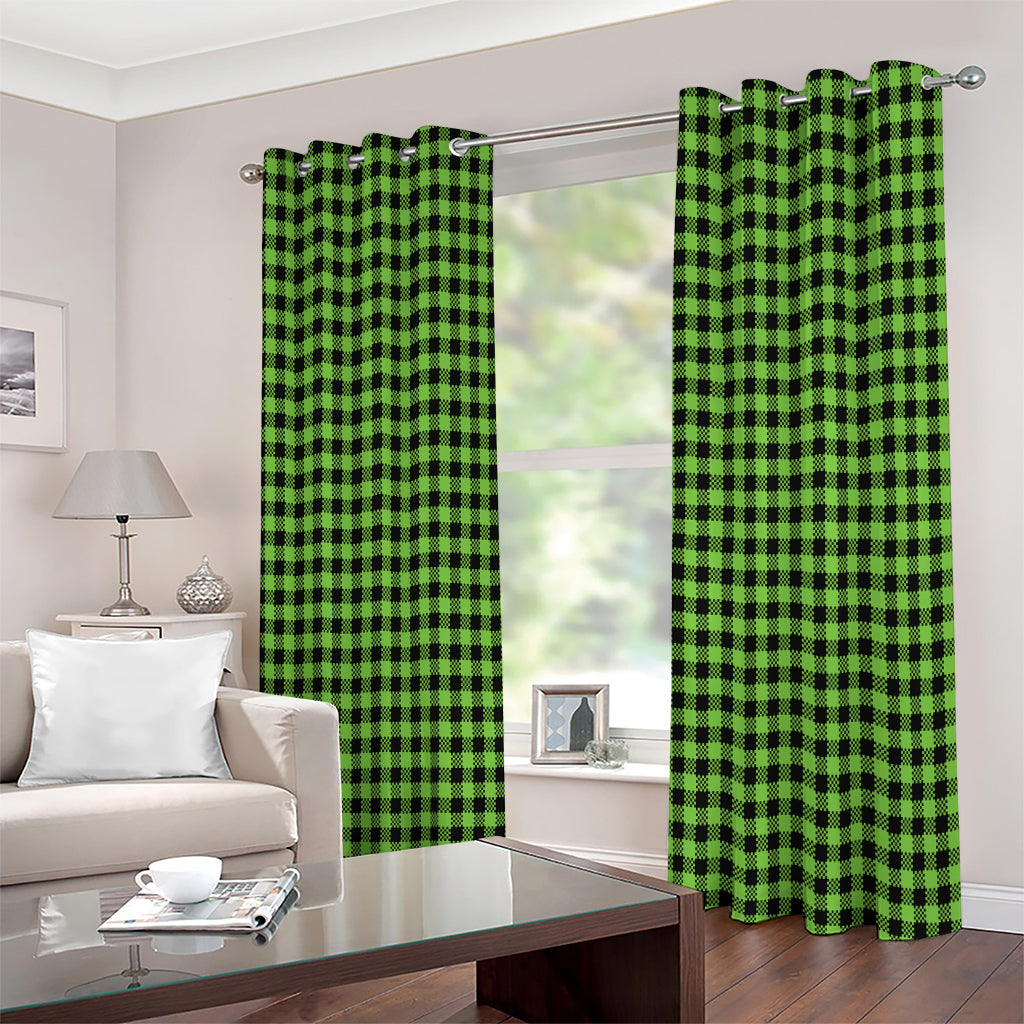 UFO Green Buffalo Plaid Print Extra Wide Grommet Curtains