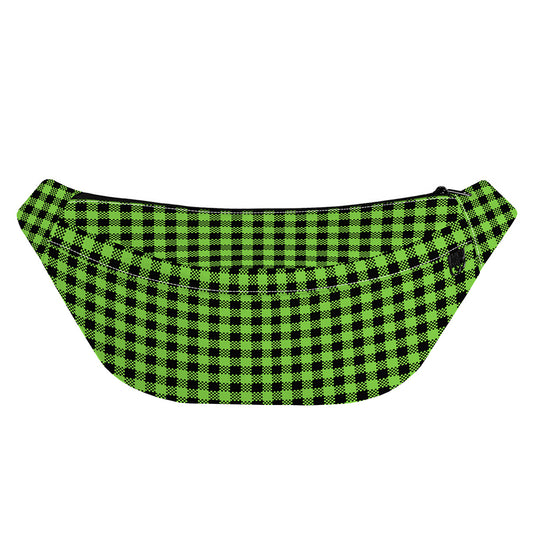 UFO Green Buffalo Plaid Print Fanny Pack