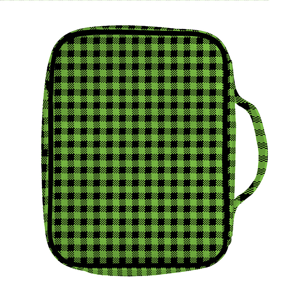 UFO Green Buffalo Plaid Print Front Pocket Bible Bag